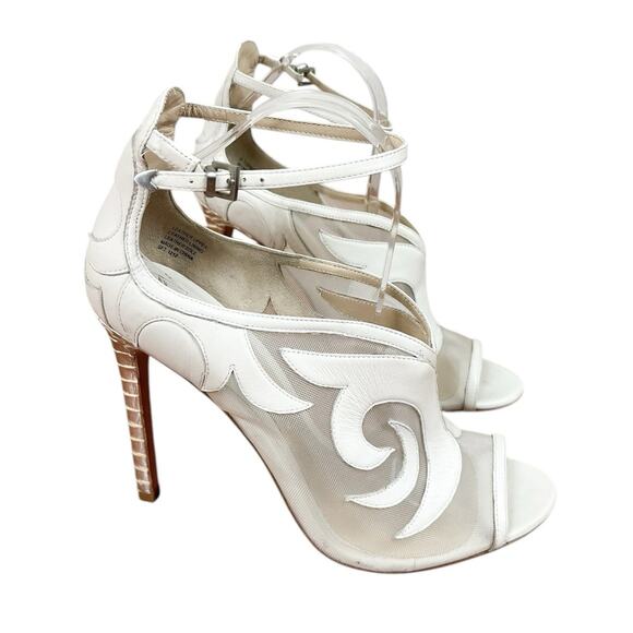 Brian Atwood Linscott Mesh Inset Heels Leather Ankle Strap Wedding Size 9.5 - Picture 2 of 9